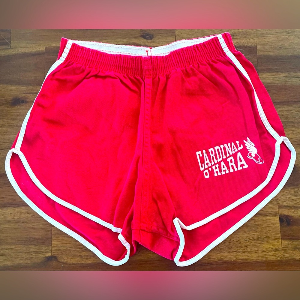 Vintage Cardinal O'Hara Red High Waisted Athletic Running Track Shorts Size S
